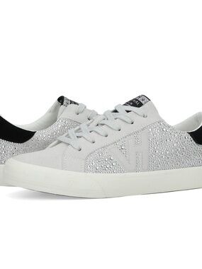 Vintage Havana Crystal Embellished Light Gray Suede Sneakers
